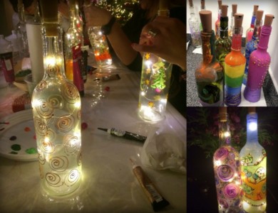 Warsztaty malowania butelek z lampkami LED